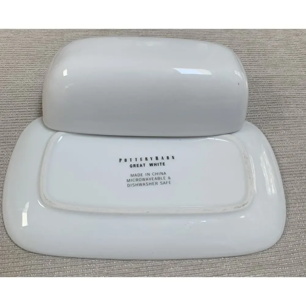 Pottery Barn GREAT WHITE 1/4-lb Covered Butter, Microwave/Dishwasher-Safe